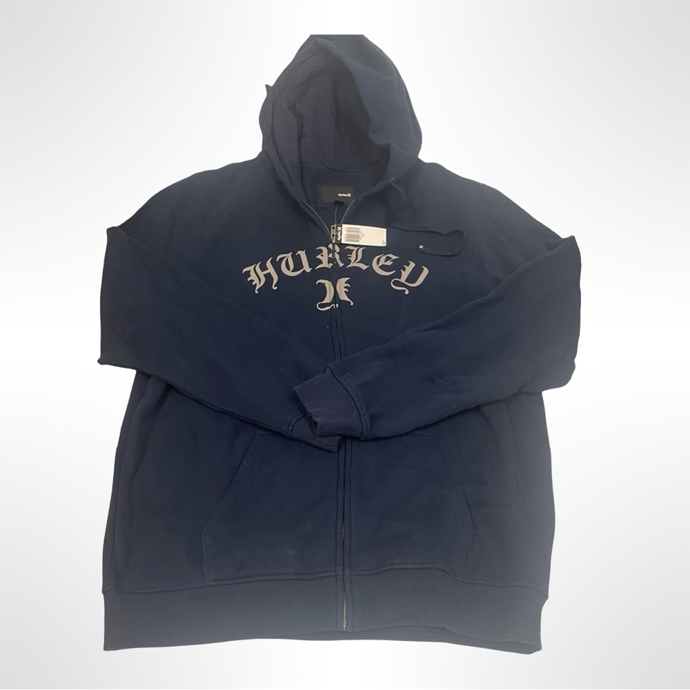 Y2K Hurley Spellout Full Zip Hoodie XL Skate Surf NWT